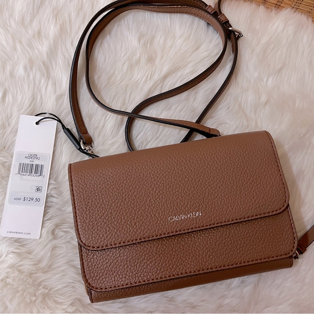 NWT Calvin Klein 2-in-1 Wallet Purse Crossbody bag brown